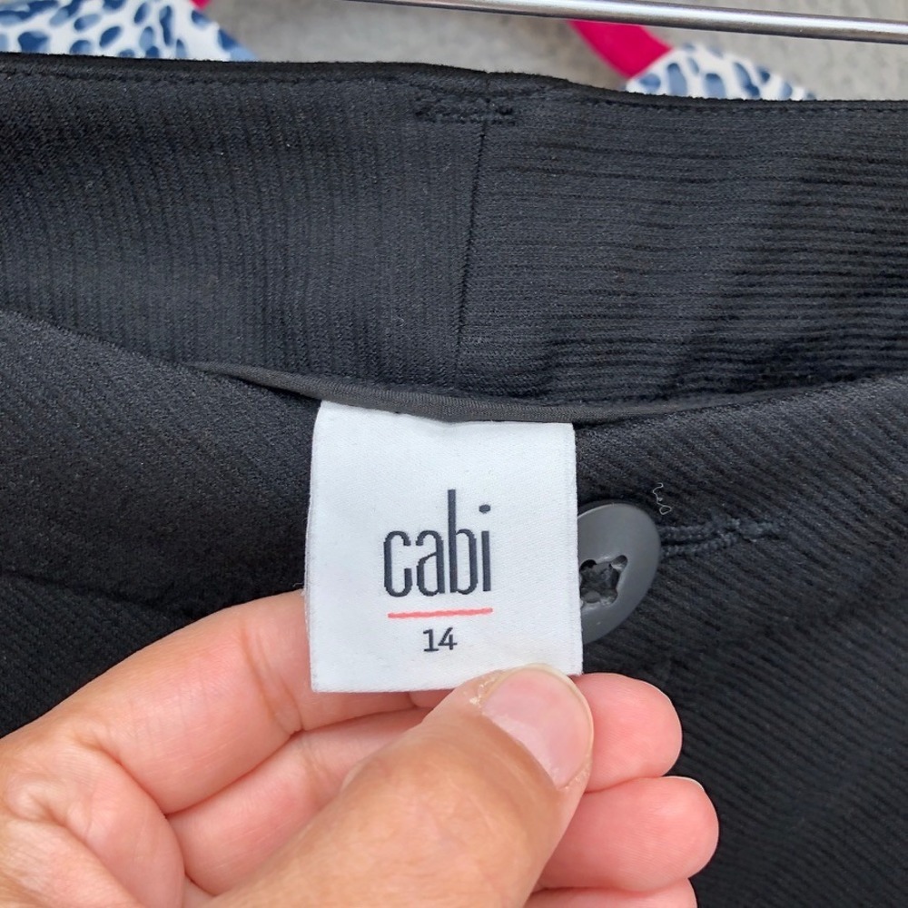 Cabi 3 Piece Suit Set Womens XL 14 Black Blue Animal Print Blazer Top Pants - Picture 4 of 5